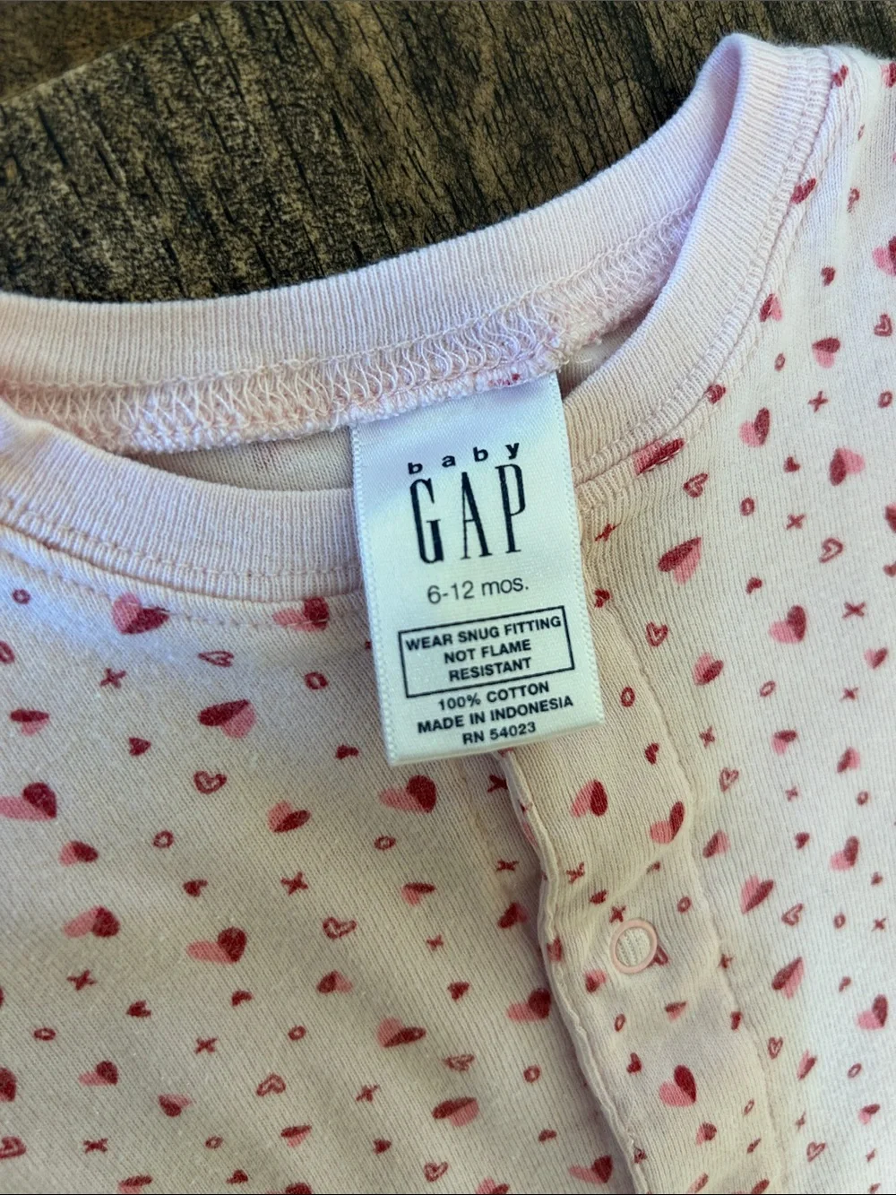GAP Pink Heart-Print Footed One-Piece